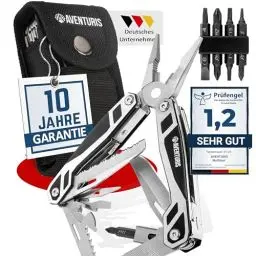 Produktbild: AVENTURIS® Multitool-Werkzeug-Edelstahl mit 21 Funktionen. Ein Multifunktionswerkzeug DAS gadgets für männer, Multitool mit klappmesser, Zange und Schraubendreher, Multifunktionstool
