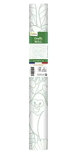 Produktbild: Avenue Mandarine GY127C - Ausmalrolle Graffy Roll, 5 m x 35 cm, Zeichnung 50cm wiederholt sich 10-mal, Plakatpapier 90g, Dschungel, 1 Rolle