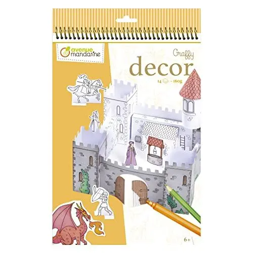 Produktbild: Avenue Mandarine GY135C - Malbuch Graffy Deco, mit Spiralbindung, ideal für Kinder ab 6 Jahren, 14 Blatt Zeichenpapier 160g, 1 Stück, Ritterburg