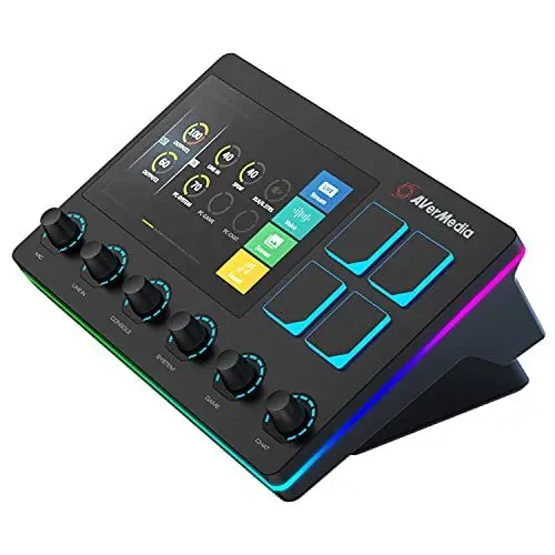 Produktbild: AVerMedia Live Streamer AX310 - 6-Spuren Audio Mixer mit IPS-Touchscreen zur Interaktion sowie Aktionen für OBS, Streamlabs Spotify, VTube