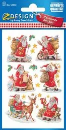Produktbild: AVERY Zweckform 12 Aufkleber Weihnachten Weihnachtsmann (Made in Germany, Nikolaus, Weihnachtssticker glitzernd aus Papier, selbstklebende Weihnachtsdeko Karten, Geschenke) 2 Bogen/je 6 Sticker, 52402