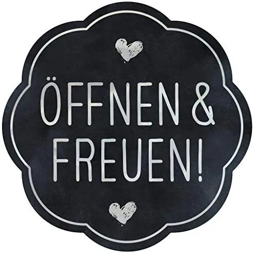 Produktbild: AVERY Zweckform 200 Aufkleber Öffnen und Freuen (Made in Germany, Ø38 mm, schwarze Geschenkafukleber silberne Schrift, selbstklebende Geschenkdeko, Karten, Tüten, Gutscheine) Sticker auf Rolle, 3845