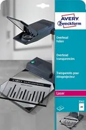 Produktbild: AVERY Zweckform 3562 Overhead-Folien für S/W Laserdrucker und -Kopierer (25 Transparentfolien, A4, spezialbeschichtet, stapelverarbeitbar, Folienstärke 0,10mm, lösemittelfrei)