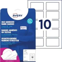 Produktbild: AVERY Zweckform L4785-20 Namensetiketten (200 Namensaufkleber, 80x50mm auf A4, selbstklebend, bedruckbare Textiletiketten aus Acetatseide für Laserdrucker, rückstandsfrei ablösbar) 20 Blatt, weiß