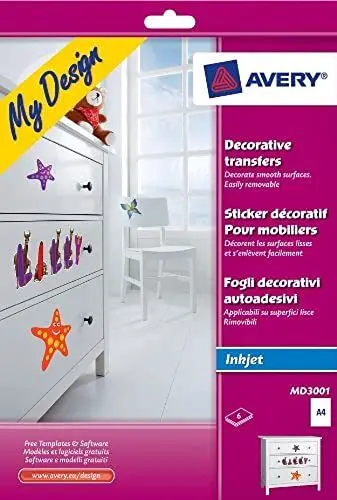 Produktbild: Avery Zweckform MD3001 Dekor-Folie, 210 x 297 mm, 6 Blatt