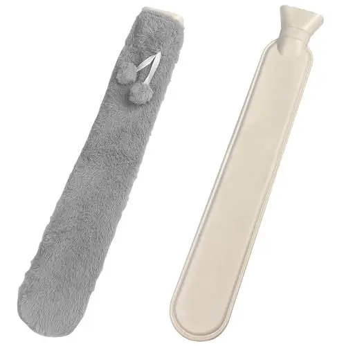 Produktbild: Avesteir Wärmflasche Lang mit Bezug, Lange Wärmflasche Schlauch 1 Liter, Flauschig Schlauchwärmflasche, Längliche Wärmeschlauch, Long Hot Water Bottle für Nacken, Schulter, Unterleib, Rücken (Grau)