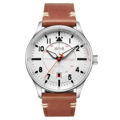 Produktbild: AVI-8 Herren 43mm Hawker Hurricane Kent Automatik Newton Fliegeruhr mit Lederarmband AV-4094-01