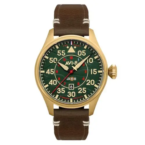 Produktbild: AVI-8 Herren 46mm Hawker Hurricane Clowes Automatik Northolt Fliegeruhr mit echtem Lederarmband AV-4097-04
