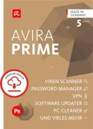 Produktbild: Avira Prime | 5 Geräte | Antivirus & Security | 1 Jahr | Aktivierungscode per Email