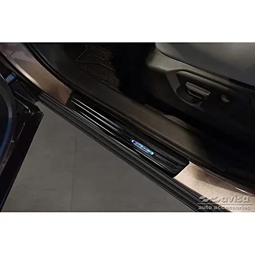 Produktbild: Avisa Schwarz Edelstahl Einstiegsleisten kompatibel mit Mitsubishi Eclipse Cross PHEV 2021- 'Hybrid' - 4-teilig