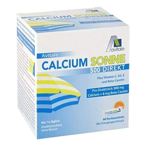 Produktbild: Avitale Calcium Sonne 500 Direkt - Zur Vorbereitung Ihrer Haut auf die Sonne mit 500 mg Calcium und 6 mg Beta-Carotin plus Vitamin C, D3 und E, 150 g