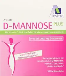 Produktbild: Avitale D-Mannose Plus 2000 mg Stick mit Niacin und Biotin zur Förderung der Blasenschleimhaut, 30 Stück