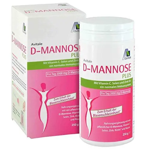 Produktbild: Avitale D-Mannose Plus Pulver mit Niacin und Biotin zur Förderung der Blasenschleimhaut, 250 g