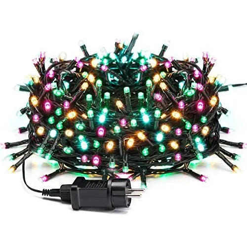 Produktbild: Avoalre 20M Bunte Lichterkette Außen Weihnachten 200leds, 8 Modi Weihnachtsbeleuchtung, IP44 Wasserdicht LED Lichterkette für Weihnachten,Tannenbaum, Hochzeit, Garten, Ostern (gelb/grün/lila/türkis)