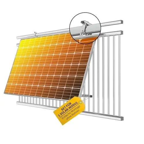 Produktbild: Avoltik Balkonkraftwerk Halterung Balkon ECKIG für alle Solarpanel-Größen I Solarmodul Halterung aus robustem Aluminium für ECKIGE Geländer I Balkonkraftwerk Befestigung Winkel senkrecht