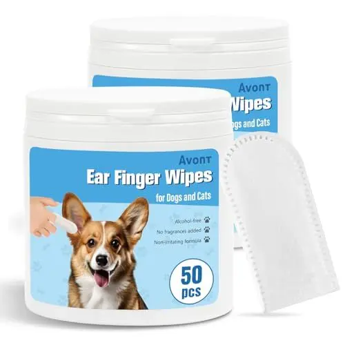 Produktbild: Avont Ohrpflege Finger-Pads für Hunde & Katze, Weiche & Milde Einweg Ohren Reinigungspads - 100 Stück