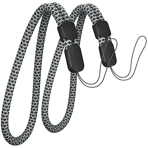 Produktbild: Avorast Hand Wrist Strap Lanyard, 2 Pack Carbon Fiber Phone Lanyards Verstellbares Lanyard für GoPro, Kamera, Handytasche, Schlüssel, Schlüsselbund, USB Flash Drive, Taschenlampe, Schwarz & Grau
