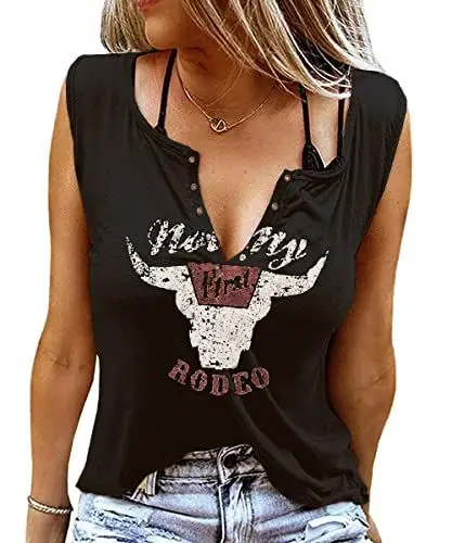 Produktbild: AVOZAL Tank Top Damen Sommer Sexy V-Ausschnitt Oberteil Frauen Ärmellose Weste Casual Locker T Shirt Elegant Tunika Tank Bluse Shirt (M, Schwarz)
