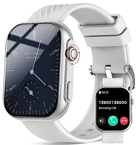 Produktbild: AVUMDA Smartwatch Unisex mit Telefonfunktion, 2.01'' HD Fitnessuhr,Smart Watch mit Blutdruck-,SpO2,Pulsuhr, Schrittzähler,123 Sportmodi Sportuhren, IP68 Wasserdicht Armbanduhr für Android iOS, ZL80-S