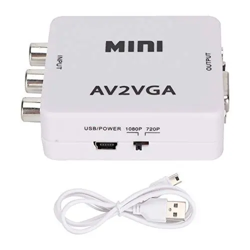 Produktbild: AV-zu-VGA-Adapter, 480P--PC-Composite-AV-zu-VGA-Adapter TV-Set-Top-Box Audio-TV-zu-PC-Videokonverter Plug-and-Play