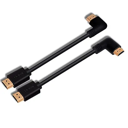 Produktbild: AWADUO HDMI 2.0 Verlängerungskabel mit zwei Steckerenden, links und rechts abgewinkelt, unterstützt 4K Lösung (1080p, 3D, 4K, Hochgeschwindigkeit mit Ethernet, ARC), 15 cm