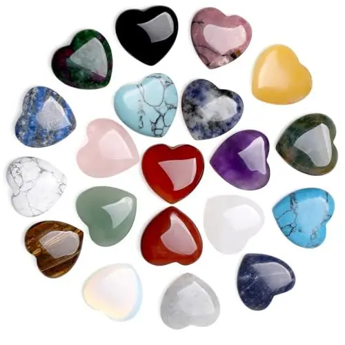Produktbild: AWARDSEN 20 PCS Heilsteine Herz Kristalle Set Pocket Edelsteine, 0.8