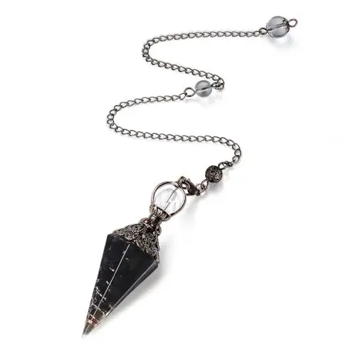 Produktbild: AWARDSEN Harz Obsidian Pendulum Edelstein Pendel Kristall, Heilsteine Natürliches Sechseckiges Edelstein Kristall Ornamente für Hexerei Zeremonie, Wahrsagen, Reiki Heilung und Esoterik Geschenke