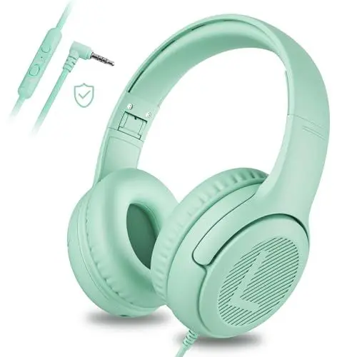 Produktbild: awatrue Kopfhörer Kinder, Kabel Kinderkopfhörer mit Mikrofon, Over Ear kopfhörer Kinder 85/94dB Lautstärkenbegrenzer, Stereo Sound, Faltbare, Einstellbar, Audio-Sharing