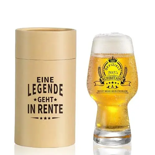 Produktbild: aweker Bierglas Rente Geschenk 2025, 2025 Lustige Ruhestand, Rentner Mann Frau, Abschiedsgeschenk Kollegen, Eine Legende Verlässt Gelände，Pension Geschenk Bierkrug 580ml