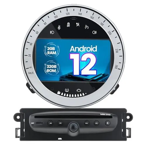 Produktbild: AWESAFE Android Autoradio für BMW Mini Radio mit Navi, unterstützt DAB+ WiFi WLAN CD DVD Bluetooth Carplay Mirrorlink Lenkradsteuerun