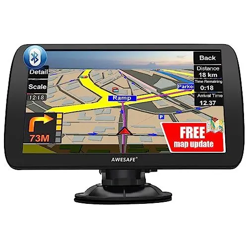 Produktbild: AWESAFE LKW Navi 9 Zoll Navigationsgerät mit Bluetooth 2024 GPS Navigation unterstützt lebenslang Kartenupdate