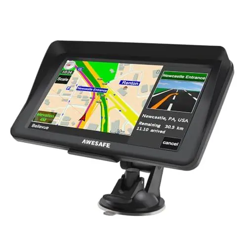 Produktbild: AWESAFE Navigationsgeräte für Auto, 7 Zoll Touchscreen, 2023 Europa Karten unterstützt lebenslang kostenloses, GPS Navigation für Auto PKW KFZ LKW