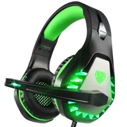Produktbild: Awinnasey (2024 New Gaming Headset mit Mikrofon für PS4 PS5 PC Xbox One Switch, PS4 Kopfhörer mit LED Licht, Over Ear Headset mit Noise Cancelling für Kinder Erwachsene（Grün）