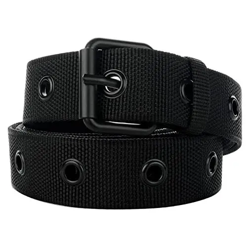 Produktbild: Awlyfm Gürtel Nietengürtel Männer Herren Stoffgürtel Schwarz 120cm