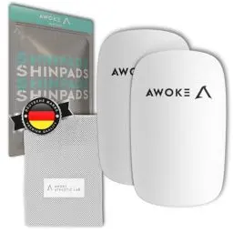 Produktbild: AWOKE® Anpassbare Schienbeinschoner Fußball Herren – Mini Schienbeinschoner für Fußball – Schienbeinschoner Kinder Fussball – Kleine Schienbeinschoner mit Beutel