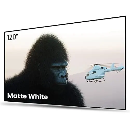 Produktbild: AWOL VISION Beamer Leinwand 120 Zoll mit Festem Rahmen, 1.3 dB Peak Gain, 80% Verbesserte Bildqualität, 4K / 8K Ultra HD, HDR & Active 3D Movie Wall Mount Beamer 4k Leinwand, Mattes Weißes Material