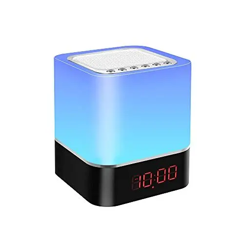 Produktbild: AWQM Nachttischlampe Touch Dimmbar 5 in 1 Bluetooth Lautsprecher Wecker, LED Lichtwecker, MP3 Player mit SD Karte, USB und Bluetooth für Schlafzimmer Jungen Mädchen