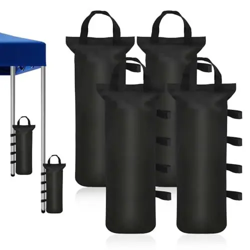 Produktbild: Awroutdoor 4er-Pack Pavillon Sandsäcke, Hochleistungs Sand 600D Bein Gewichte für Pavillon, Sandsäcke zum Beschweren für Pop-Up-Baldachin (Schwarz)