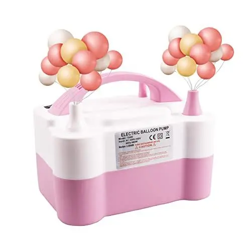 Produktbild: Awroutdoor Ballonpumpe Elektrisch, Luftballonpumpe 600W, Tragbare Luftpumpe mit Doppeldüse, Automatischer und Halbautomatischer Modell-Ballaufbläser für Party Deko
