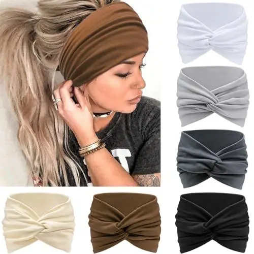 Produktbild: AWUMBUK Extra Breites Haarband Damen 18cm, Stirnband Damen Dünn Elastische Headbands Weiche Haarbänder Antirutsch Haarreifen Haarschmuck Yoga Sport