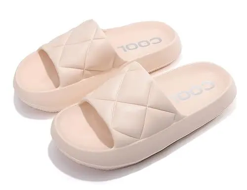 Produktbild: AX BOXING Badelatschen Damen Sommer Schlappen rutschfest Plattform Badeschlappen Weich Hausschuhe Indoor Outdoor Slippers Größe 36-41 EU(Beige01,38 EU)