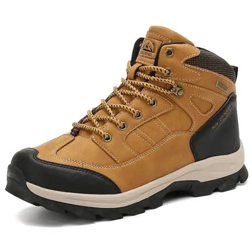 Produktbild: AX BOXING Winterschuhe Herren Gefüttert Winterstiefel Wanderschuhe Rutschfeste Warm Schneestiefel Outdoor (Gelb, 45 EU)
