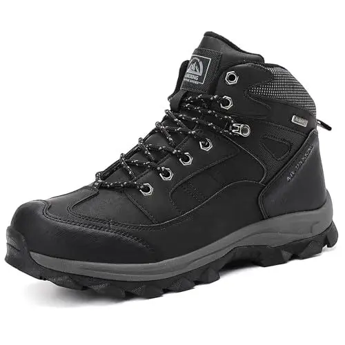 Produktbild: AX BOXING Winterschuhe Herren Gefüttert Winterstiefel Wanderschuhe Rutschfeste Warm Schneestiefel Outdoor (Schwarz, 45 EU)