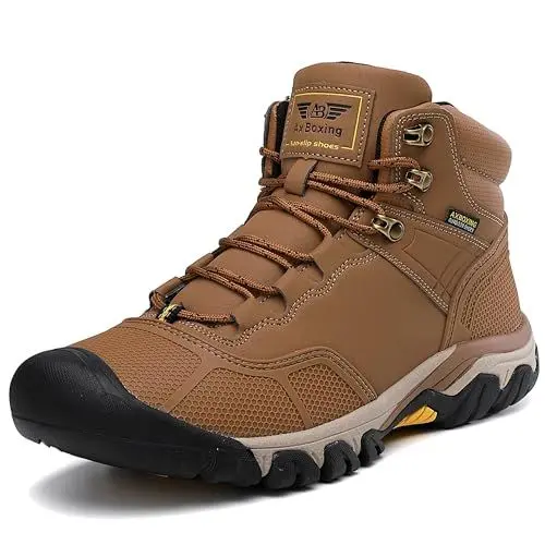 Produktbild: AX BOXING Winterschuhe Herren Gefüttert Winterstiefel Warm Wanderschuhe Draussen Winterboots Rutschfeste Wanderstiefel Schneestiefel Größe 41-46 EU (Gelb_2184, 44 EU)