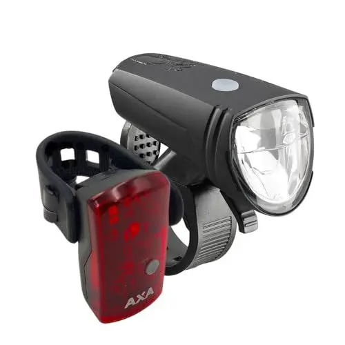 Produktbild: AXA Unisex – Erwachsene Greenline 15 Akku-LED-Leuchten-Set, Zwart, Einheitsgröße