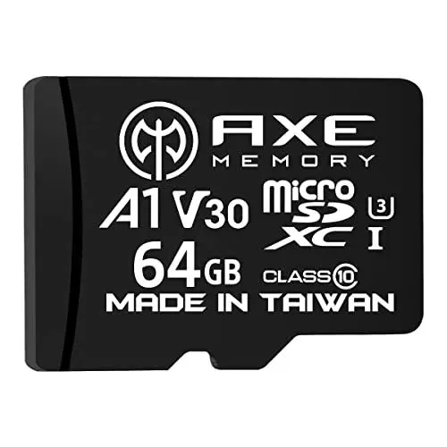 Produktbild: AXE 64GB MicroSDXC-Speicherkarte + SD Adapter mit A1 App Performance, V30, UHS-I U3, 4K