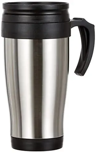 Produktbild: axentia Coffee to go Reise-Becher Edelstahl – Kaffeebecher Travel Mug 400ml - Isolierbecher mit Griff dicht & auslaufsicher
