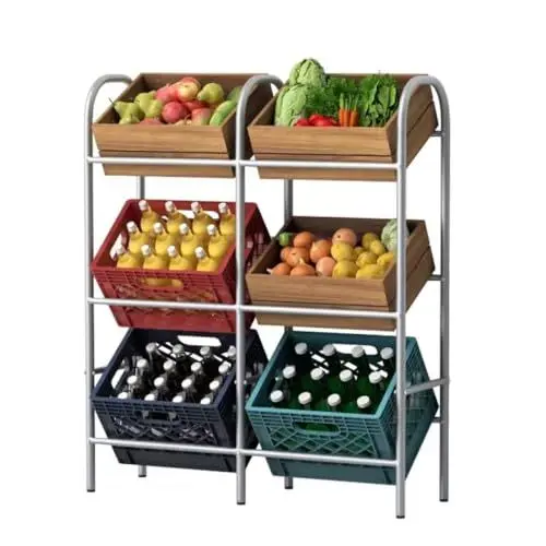 Produktbild: axentia Getränkekistenregal für 6 Kästen, Regal aus Metall, Boxen-Regal zur platzsparenden Kastenhalterung, Kistenregal flexibel erweiterbar, grau
