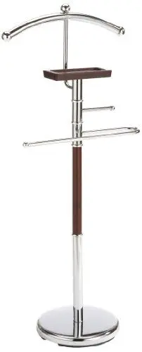 Produktbild: axentia 282181 Stummer Diener Godiva aus Holz & Chrom 110 cm hoch - Herrendiener verchromt - Luxus-Kleiderbutler edel, robust & platzsparend für Damen & Herren - Kleiderständer mit Ablage für Schlafzimmer & Bad , ca. 46 x 108 x 28 cm
