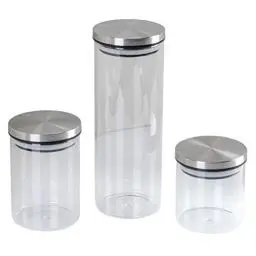 Produktbild: axentia Vorratsgläser-Set, Silber/schwarz/weiß/klar, 300 ml, 500 ml, ca. 1000 ml
